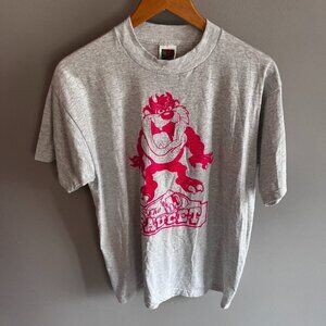 Tazmanian Devil T-Shirt The Beer Faucet Grey with Pink Logo Size L